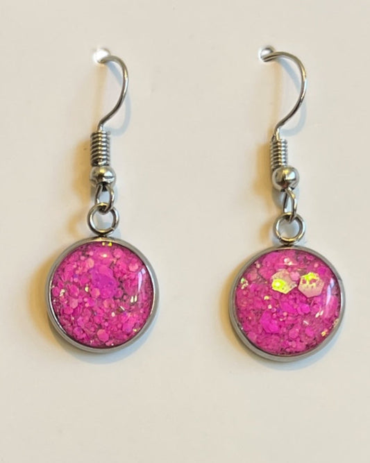 Ohrringe Haken pink Glitzer