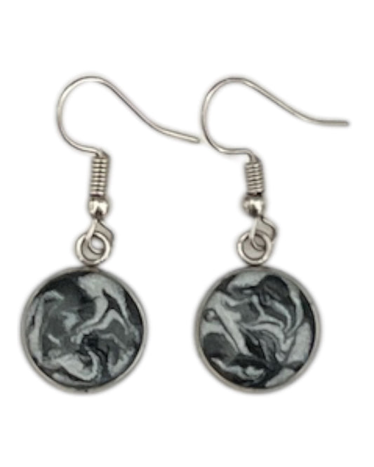 Ohrringe Haken schwarz/weiß marmoriert