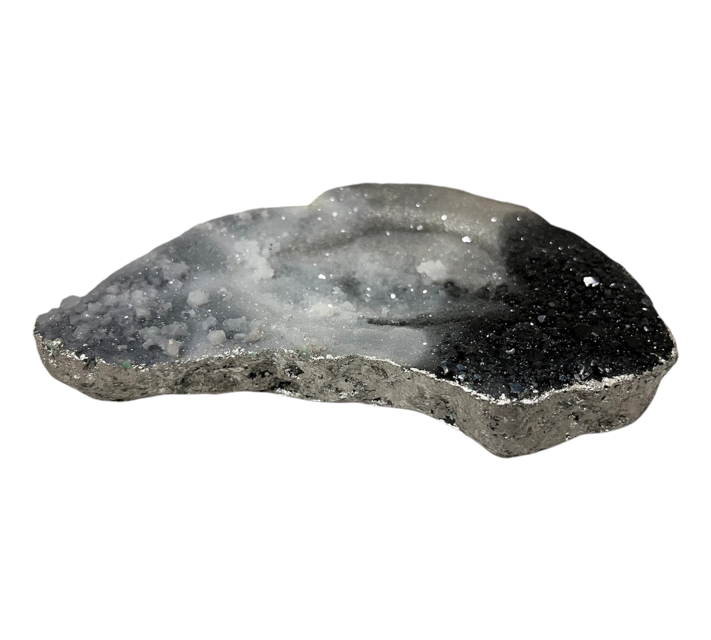 Kleine gebogene Kristallschale Schwarz/Silber