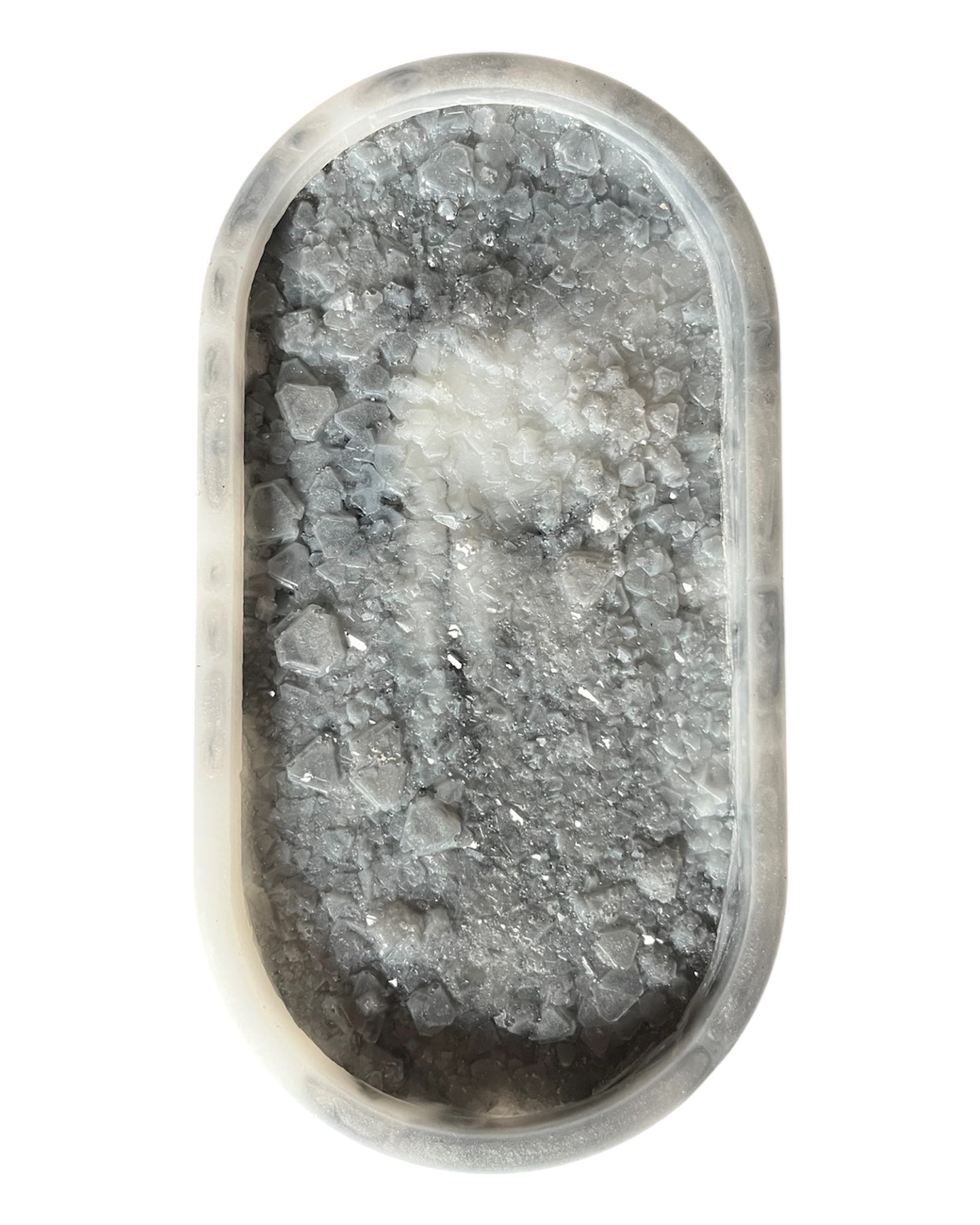 Ovaler Untersetzer in Kristalloptik Schwarz/Weiß