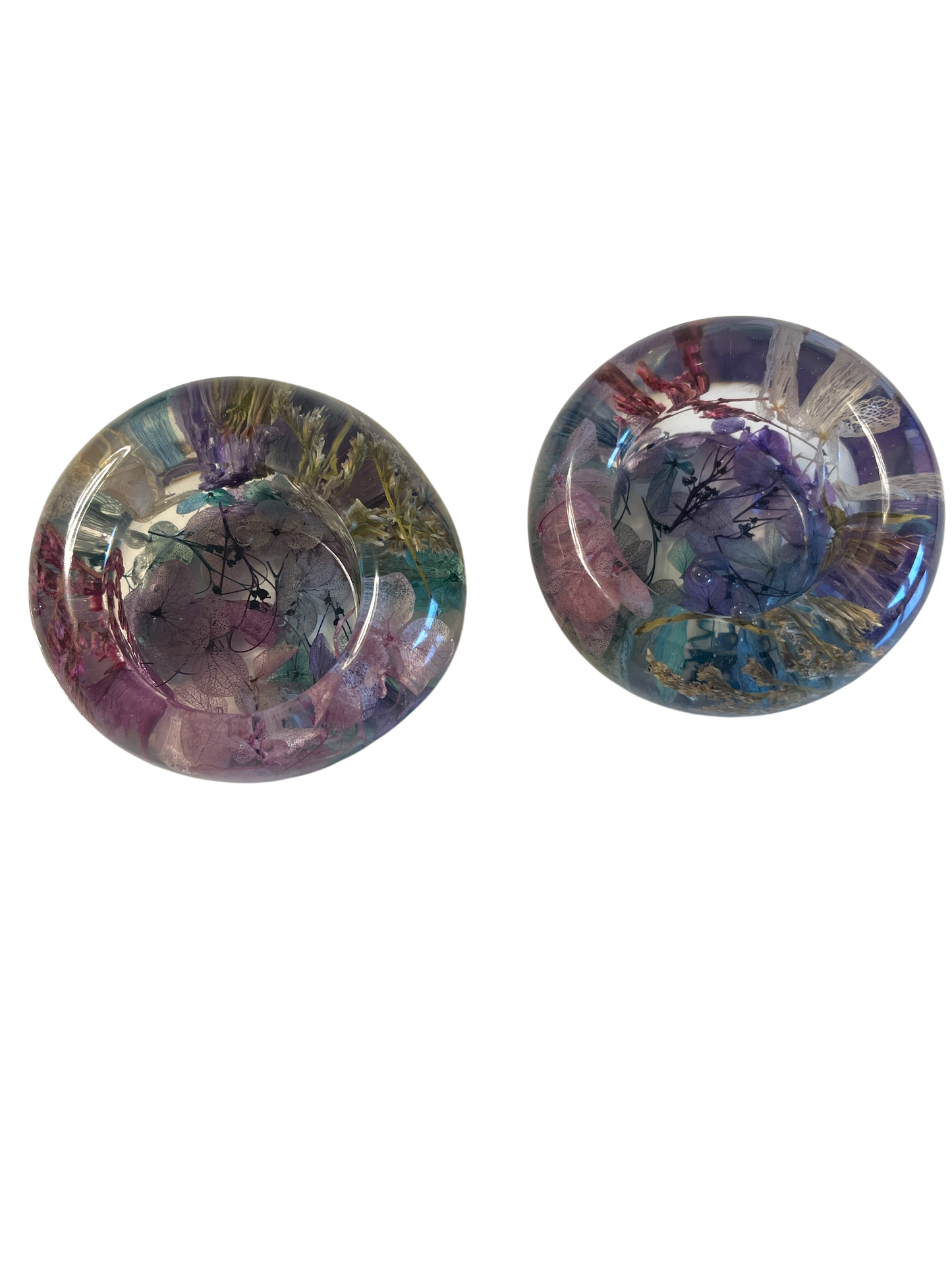 Teelichthalter  2 er Set bunte Blumen