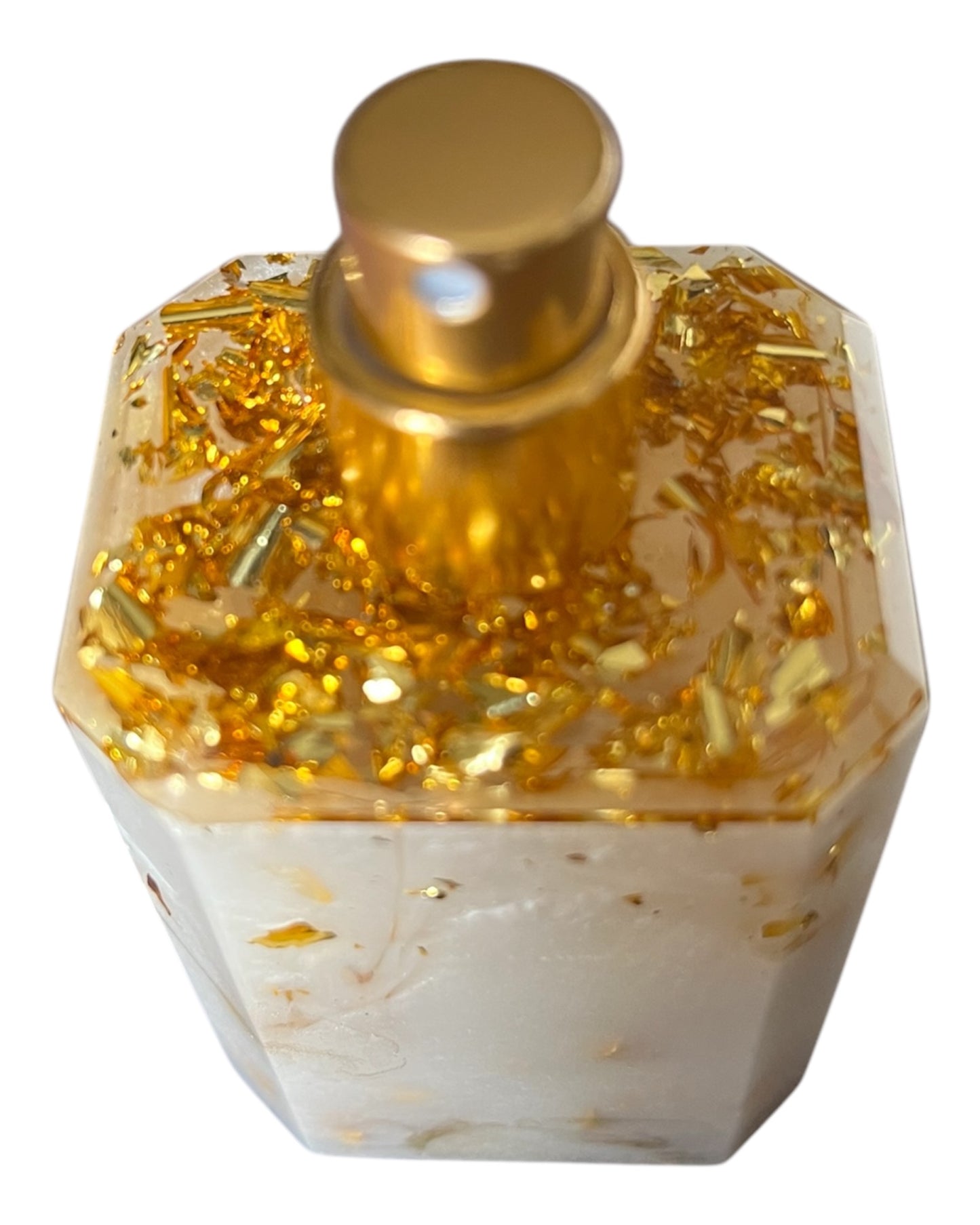 Parfumflasche mit Zerstäuber Weiß/Gold