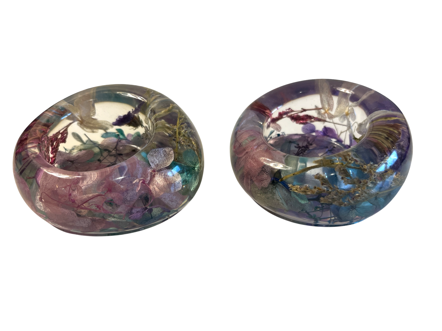 Teelichthalter  2 er Set bunte Blumen