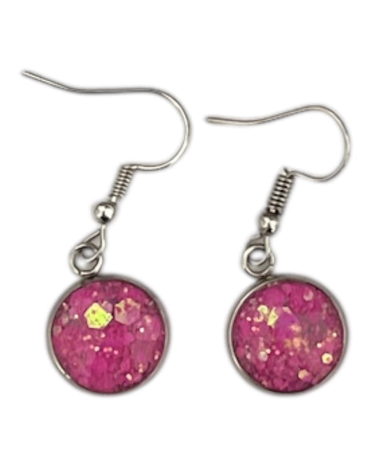 Ohrringe Haken pink Glitzer