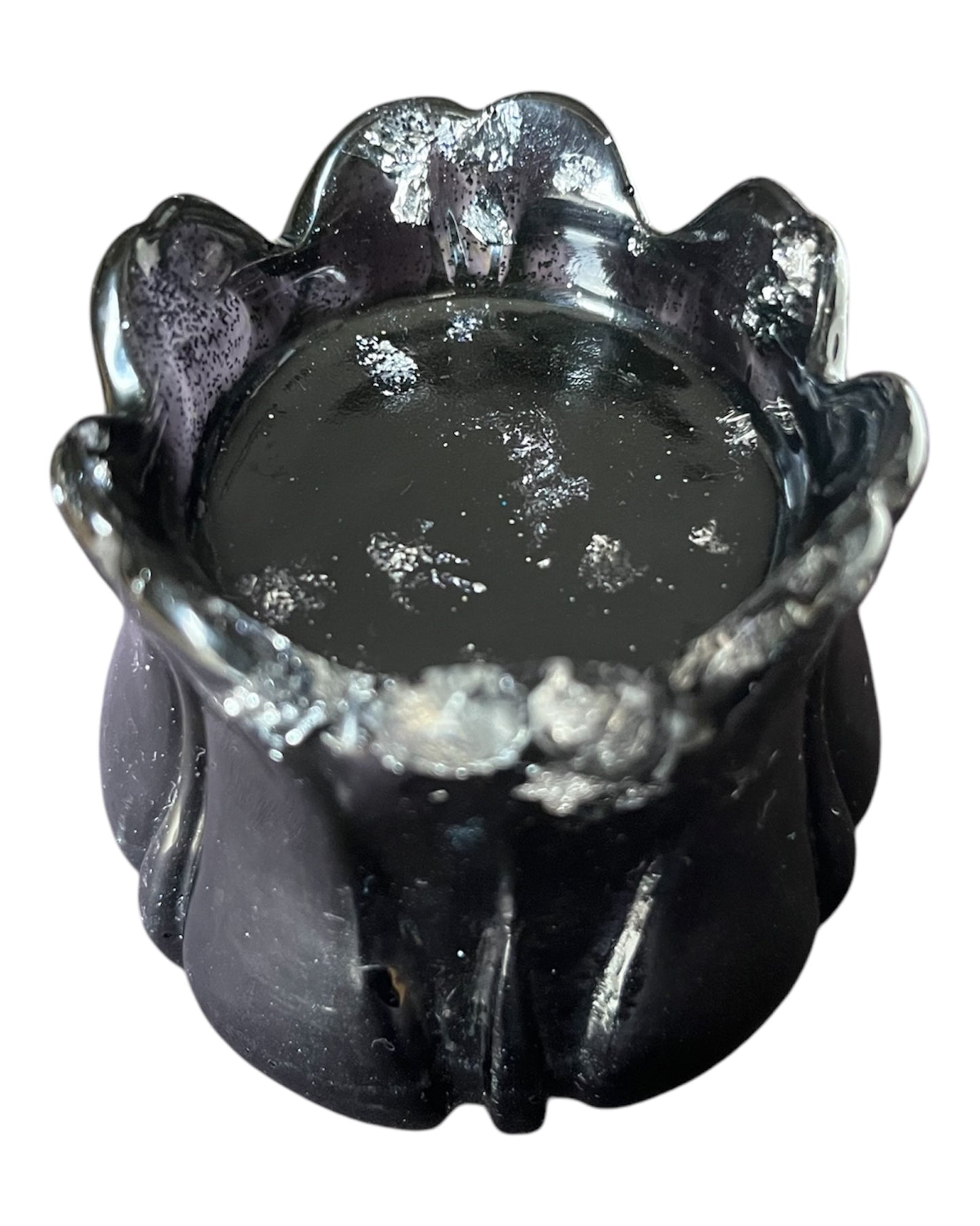 Teelichthalter Tulpenform Schwarz/Silber