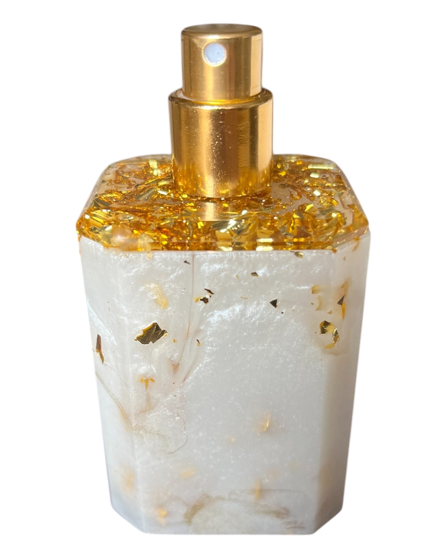 Parfumflasche mit Zerstäuber Weiß/Gold
