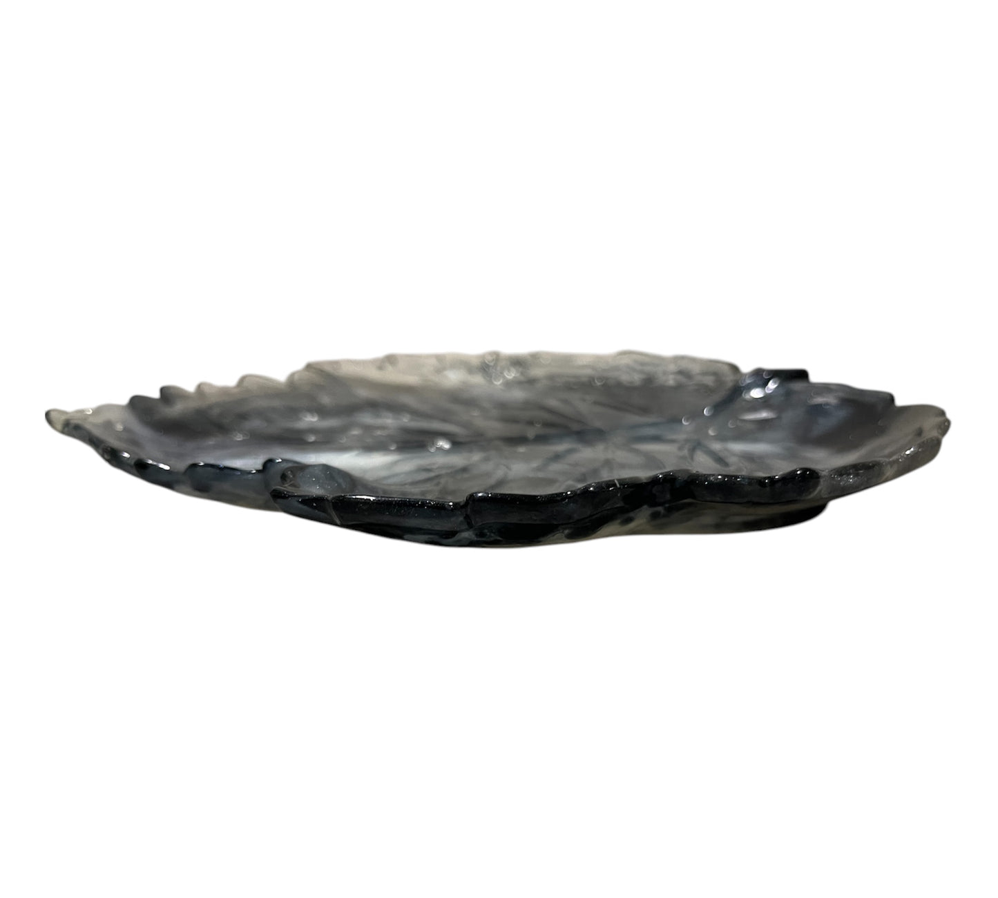 flache Blattschale Schwarz