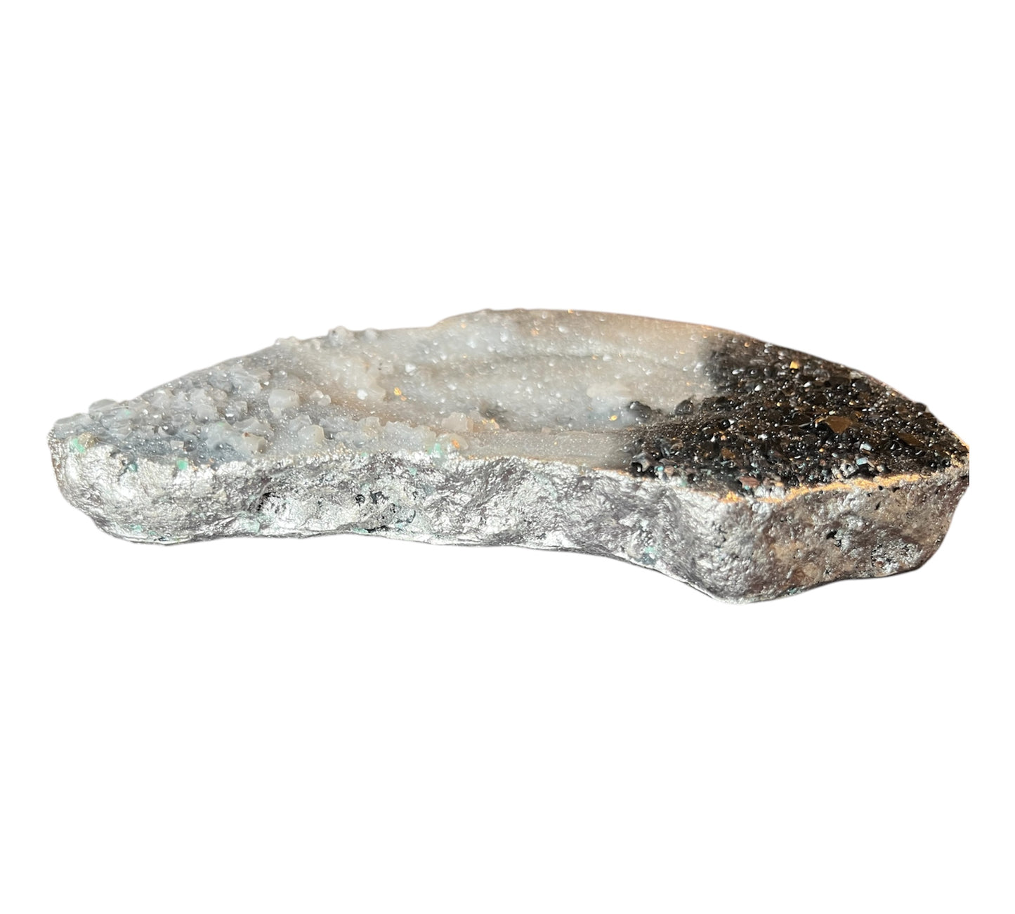 Kleine gebogene Kristallschale Schwarz/Silber