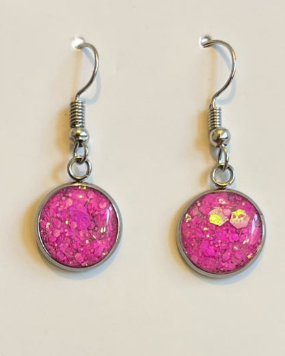 Ohrringe Haken pink Glitzer