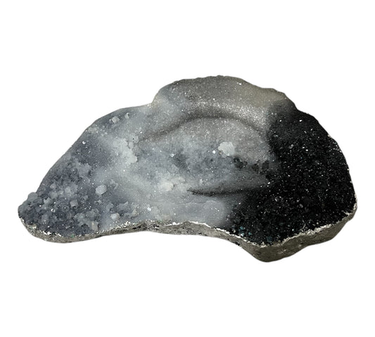 Kleine gebogene Kristallschale Schwarz/Silber