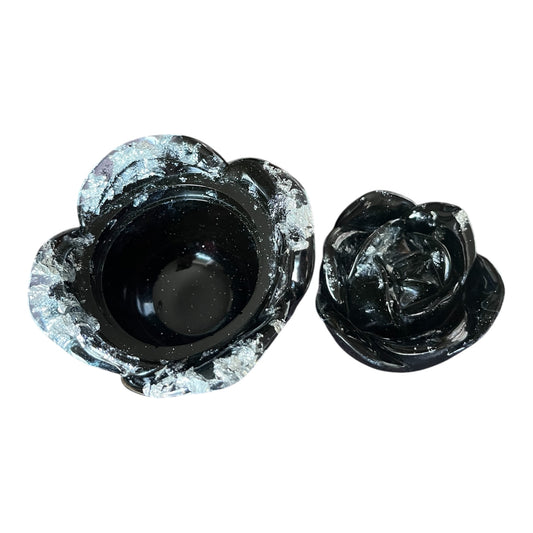 Runde große Rosendose Schwarz