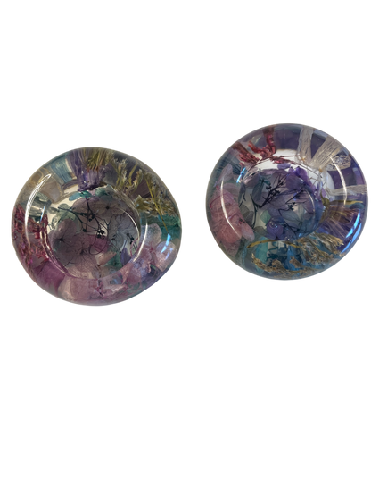 Teelichthalter  2 er Set bunte Blumen