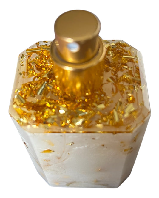 Parfumflasche mit Zerstäuber Weiß/Gold