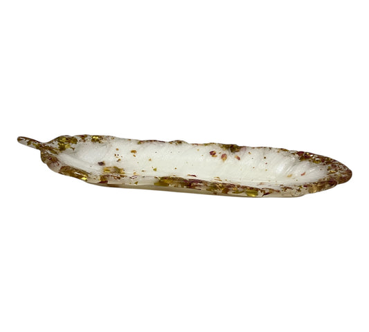 flache Blattschale Weiß