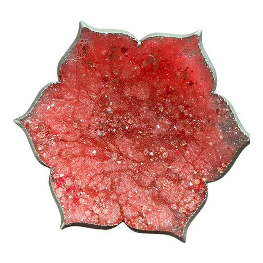 Kleine runde Kristallschale Rot