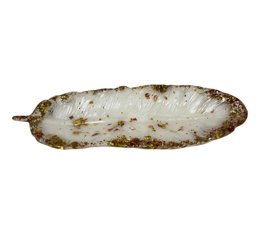 flache Blattschale Weiß