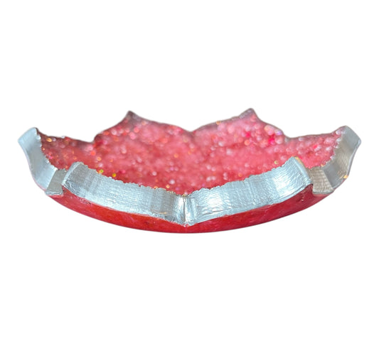 Kleine runde Kristallschale Rot