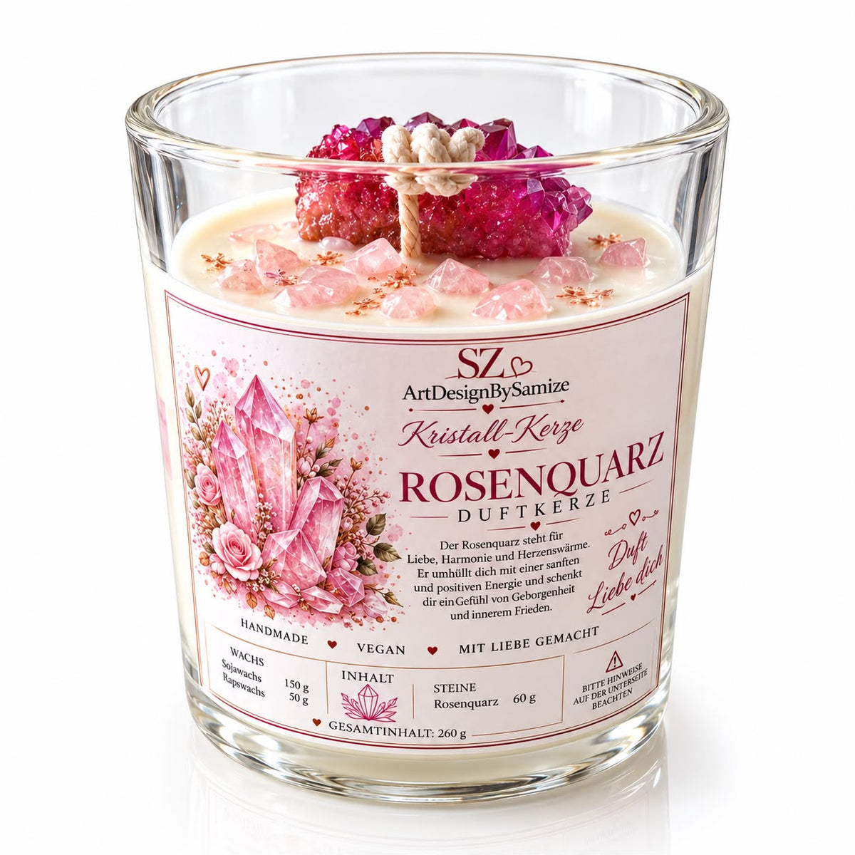 ROSENQUARZ – Kristall-Kerze