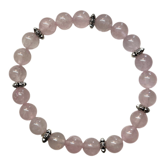 Perlenarmband Rosenquarz, Blume