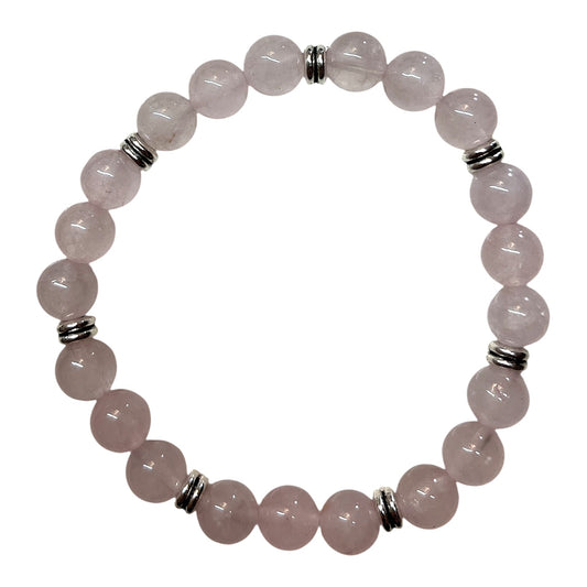 Perlenarmband Rosenquarz, Ringe