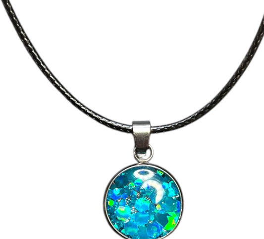 Halskette blau Glitzer