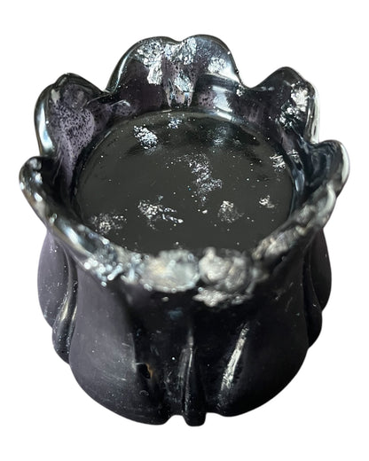 Teelichthalter Tulpenform Schwarz/Silber