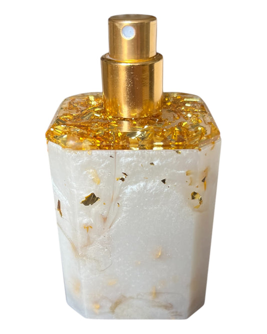 Parfumflasche mit Zerstäuber Weiß/Gold