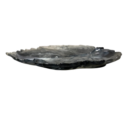 flache Blattschale Schwarz