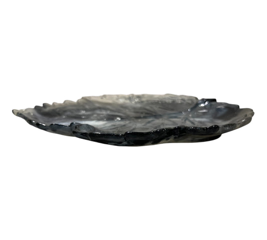 flache Blattschale Schwarz