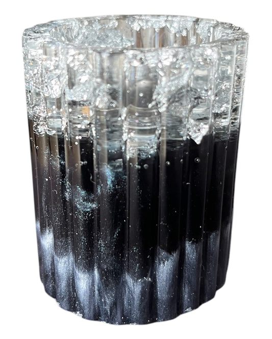 Kerzenhalter gerade Schwarz/Silber